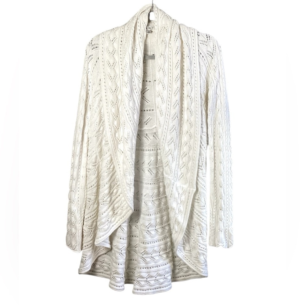 CAbi Cream Knit Cardigan Sweater Size Large circle Sweater